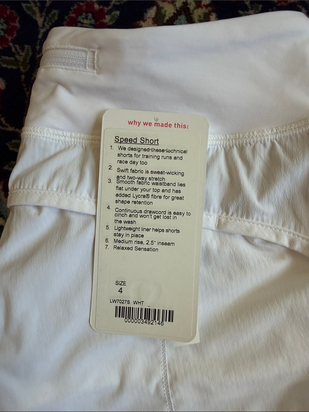 Lululemon Speed Short (Original) White, size 4, 2-way stretch - Picture 8 of 10